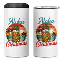 Aloha Tropical Pineapple Christmas 4 in 1 Can Cooler Tumbler Vintage Beach Xmas Gift