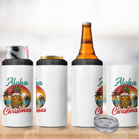 Aloha Tropical Pineapple Christmas 4 in 1 Can Cooler Tumbler Vintage Beach Xmas Gift