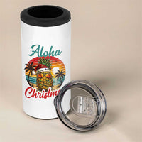 Aloha Tropical Pineapple Christmas 4 in 1 Can Cooler Tumbler Vintage Beach Xmas Gift
