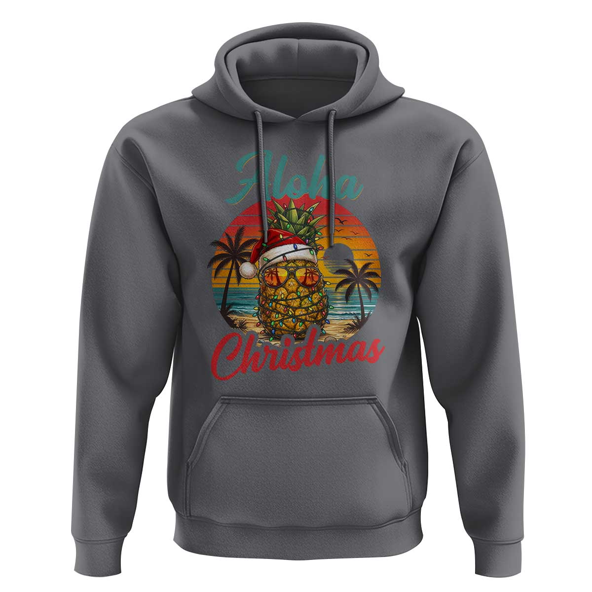 Aloha Tropical Pineapple Christmas Hoodie Vintage Beach Xmas Gift