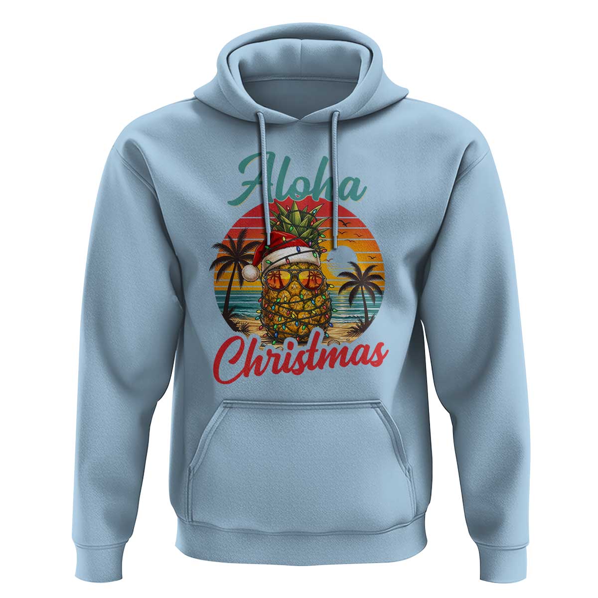 Aloha Tropical Pineapple Christmas Hoodie Vintage Beach Xmas Gift
