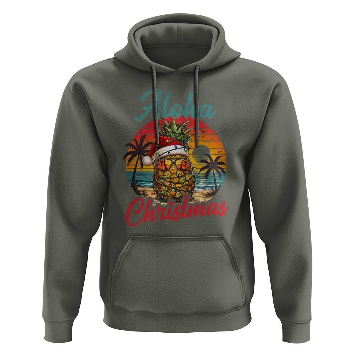 Aloha Tropical Pineapple Christmas Hoodie Vintage Beach Xmas Gift