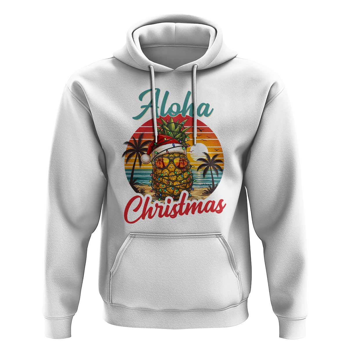 Aloha Tropical Pineapple Christmas Hoodie Vintage Beach Xmas Gift