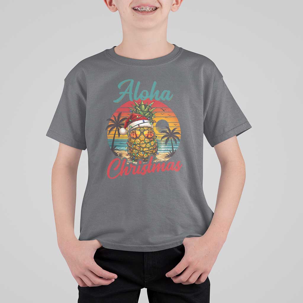 Aloha Tropical Pineapple Christmas T Shirt For Kid Vintage Beach Xmas Gift