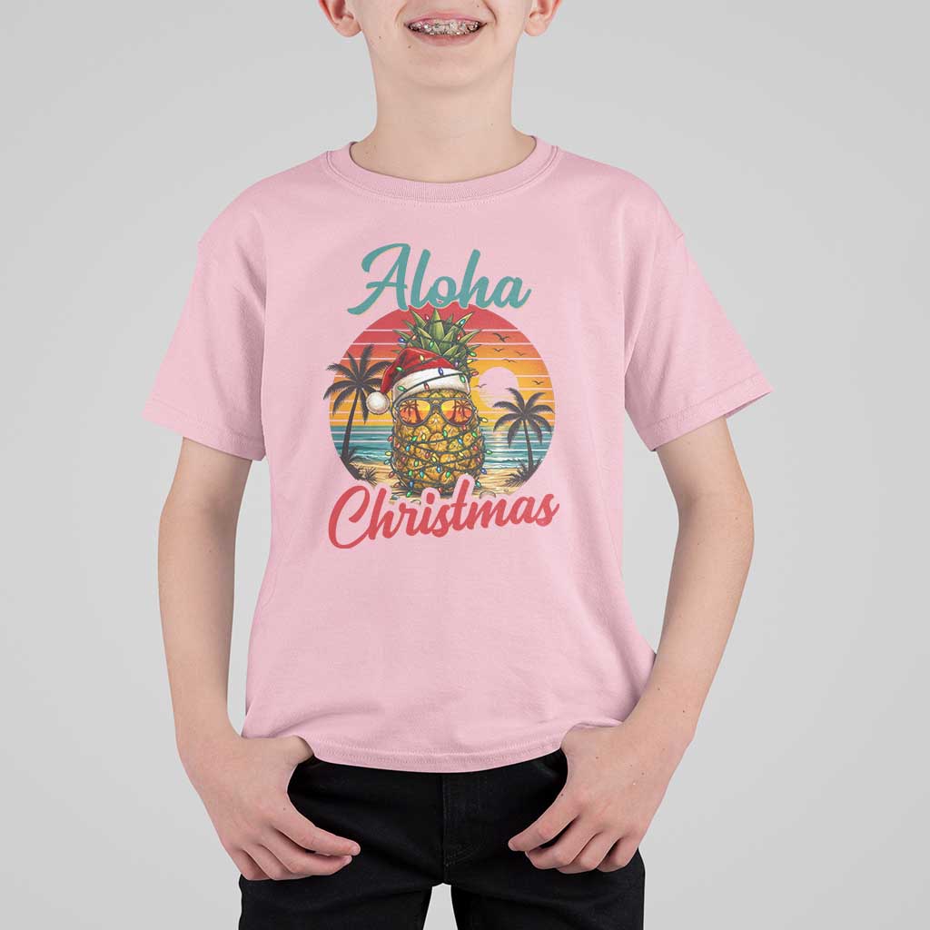 Aloha Tropical Pineapple Christmas T Shirt For Kid Vintage Beach Xmas Gift
