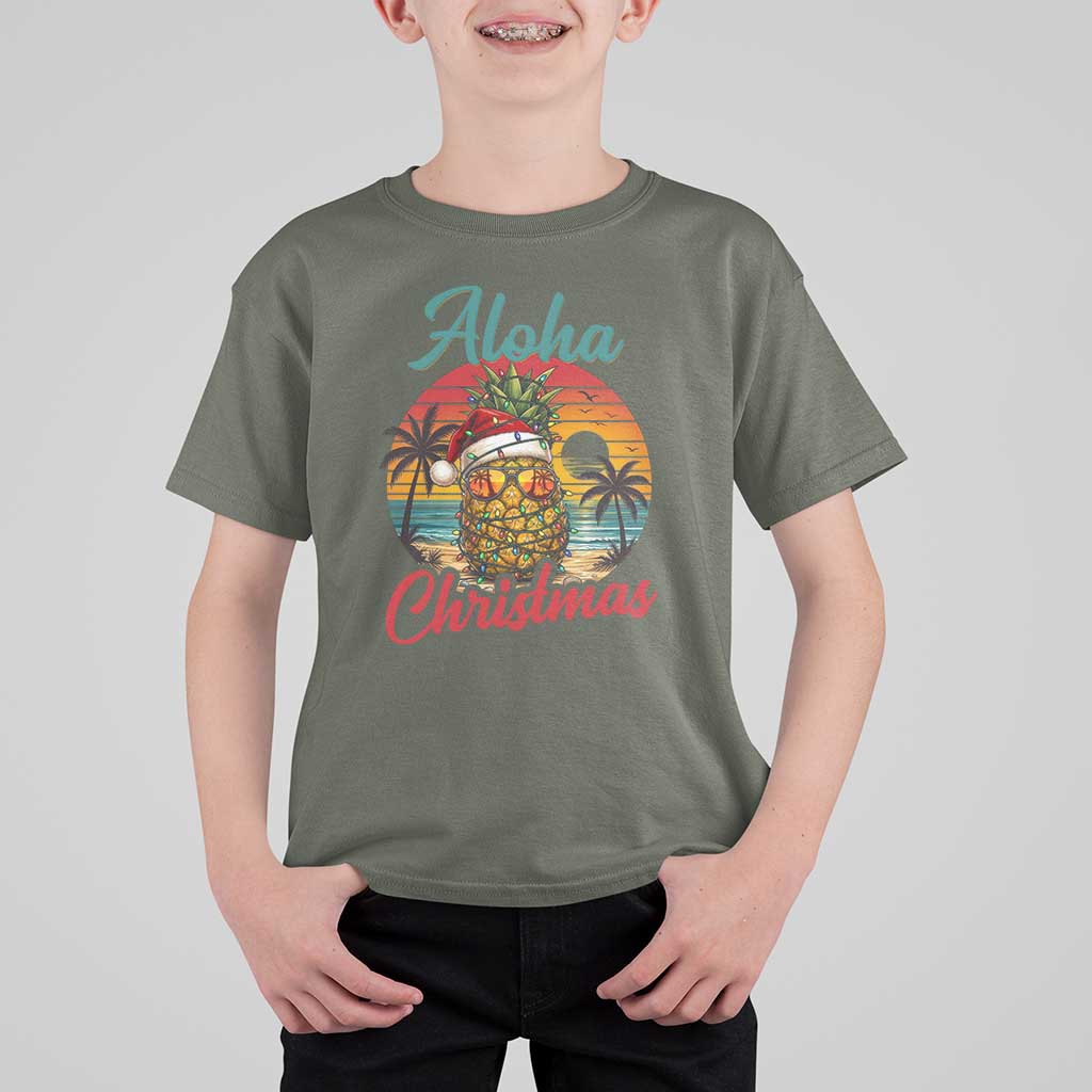 Aloha Tropical Pineapple Christmas T Shirt For Kid Vintage Beach Xmas Gift