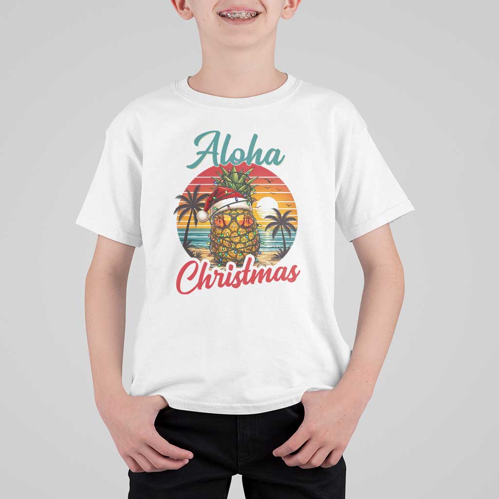 Aloha Tropical Pineapple Christmas T Shirt For Kid Vintage Beach Xmas Gift