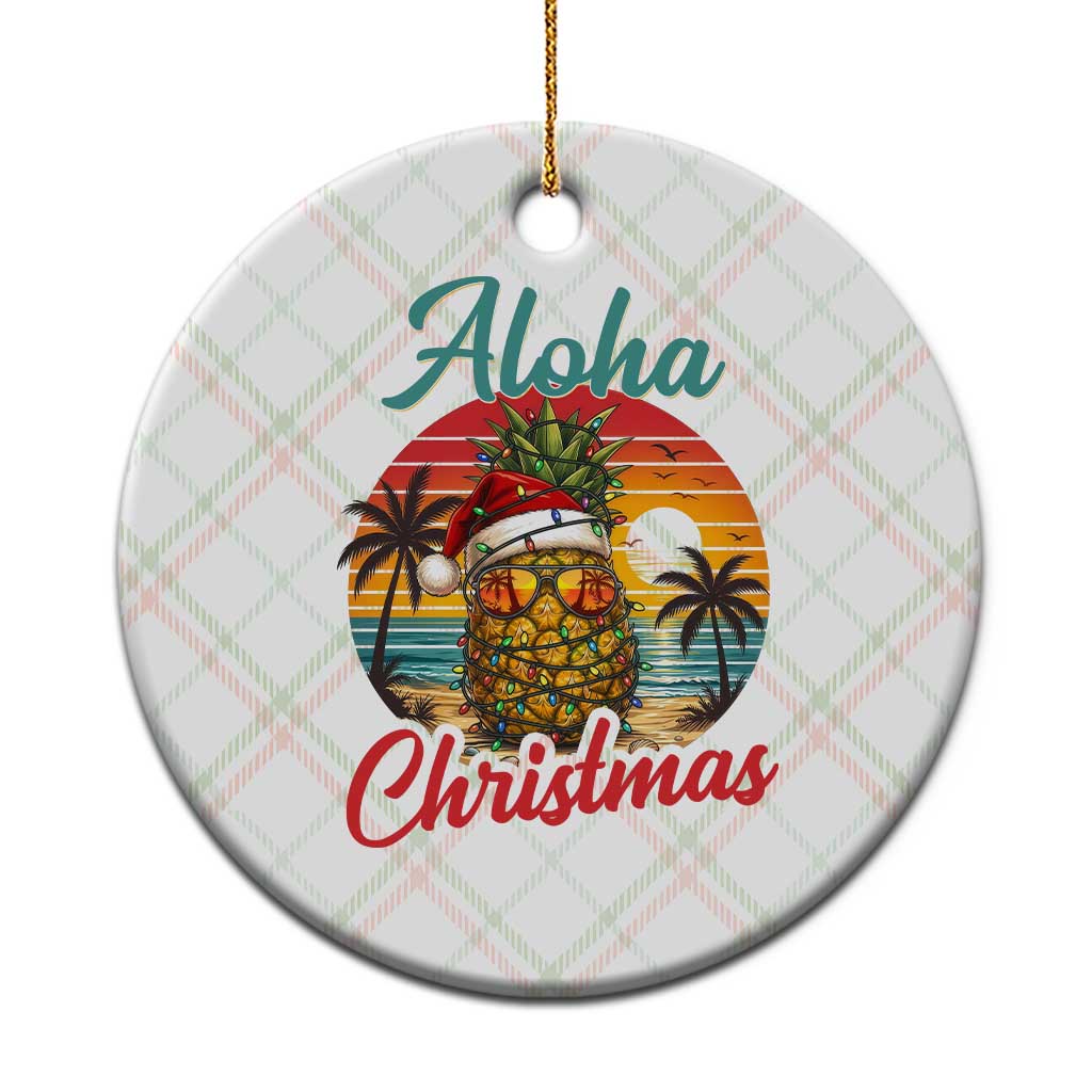 Aloha Tropical Pineapple Christmas Ceramic Ornament Vintage Beach Xmas Gift