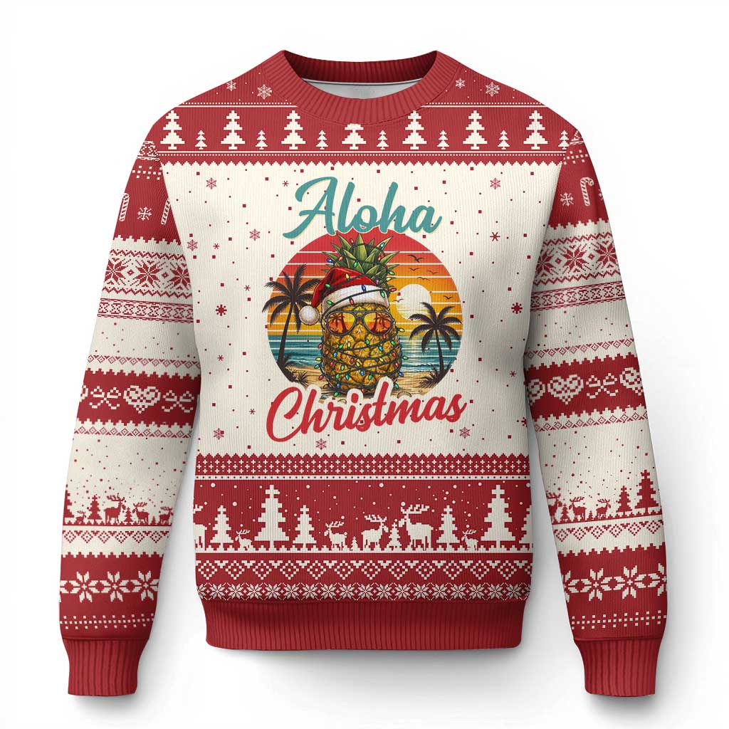 Aloha Tropical Pineapple Christmas Ugly Christmas Sweater Vintage Beach Xmas Gift