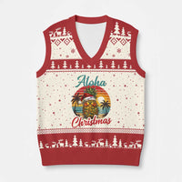 Aloha Tropical Pineapple Christmas V-Neck Knit Sweater Vest Vintage Beach Xmas Gift