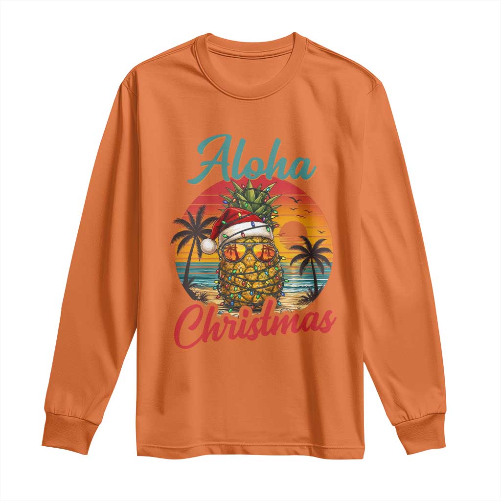 Aloha Tropical Pineapple Christmas Long Sleeve Shirt Vintage Beach Xmas Gift