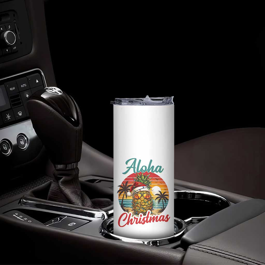 Aloha Tropical Pineapple Christmas Skinny Tumbler Vintage Beach Xmas Gift