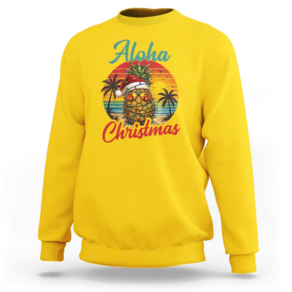 Aloha Tropical Pineapple Christmas Sweatshirt Vintage Beach Xmas Gift