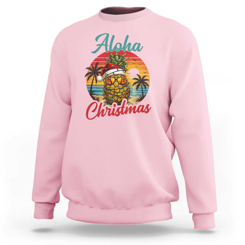 Aloha Tropical Pineapple Christmas Sweatshirt Vintage Beach Xmas Gift