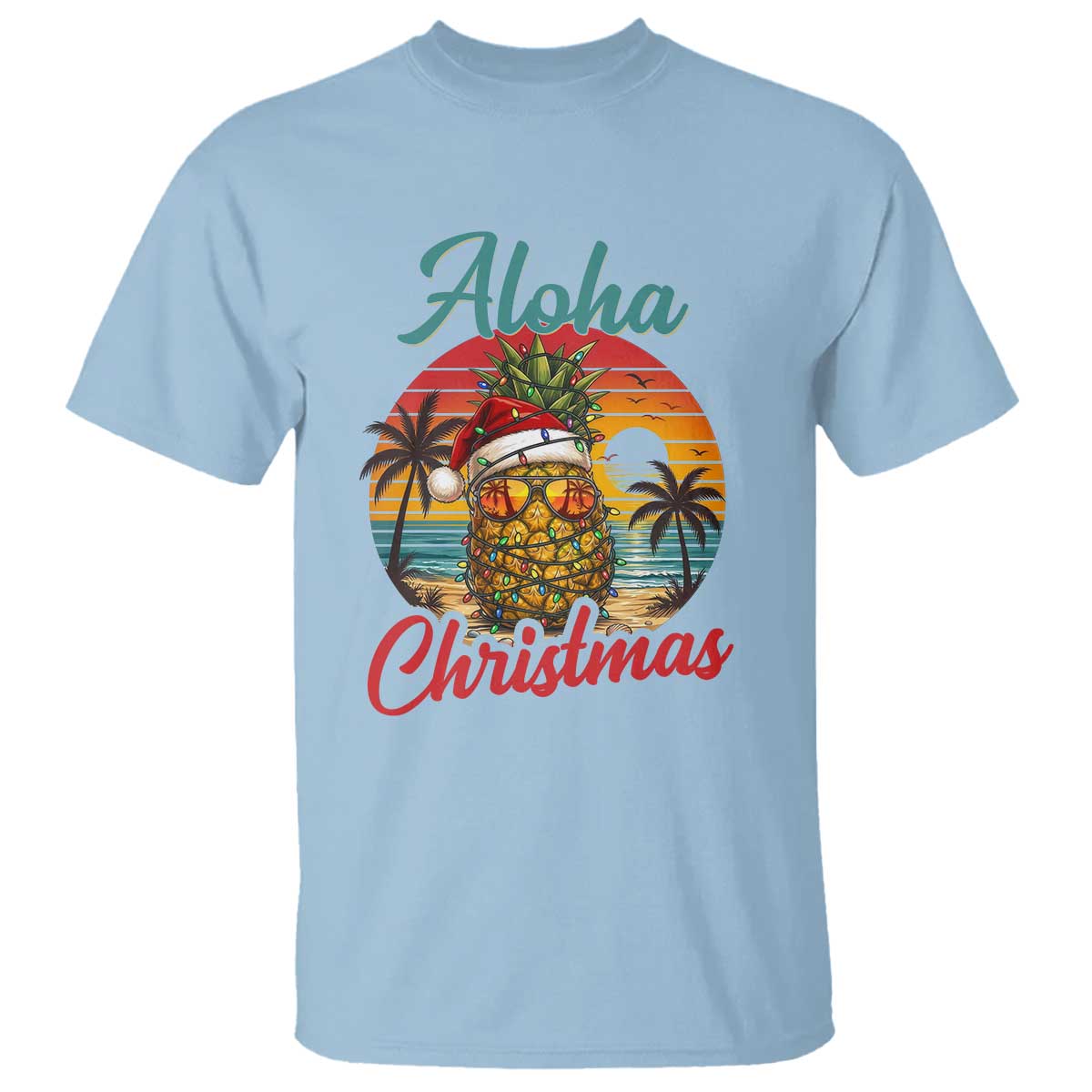 Aloha Tropical Pineapple Christmas T Shirt Vintage Beach Xmas Gift