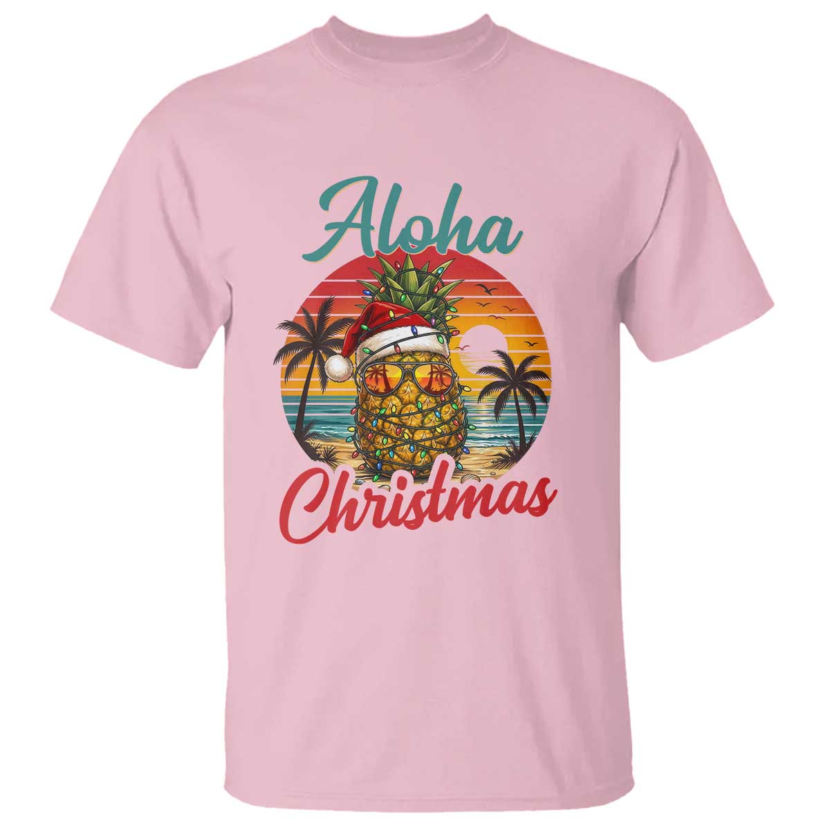 Aloha Tropical Pineapple Christmas T Shirt Vintage Beach Xmas Gift