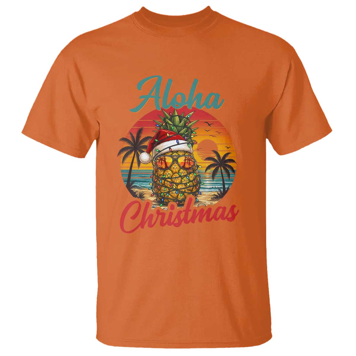 Aloha Tropical Pineapple Christmas T Shirt Vintage Beach Xmas Gift