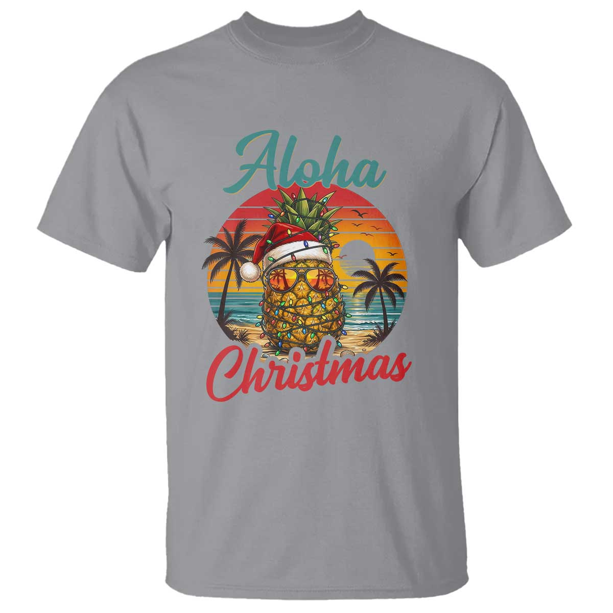 Aloha Tropical Pineapple Christmas T Shirt Vintage Beach Xmas Gift