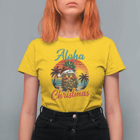 Aloha Tropical Pineapple Christmas T Shirt For Women Vintage Beach Xmas Gift