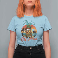 Aloha Tropical Pineapple Christmas T Shirt For Women Vintage Beach Xmas Gift