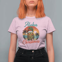 Aloha Tropical Pineapple Christmas T Shirt For Women Vintage Beach Xmas Gift
