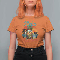 Aloha Tropical Pineapple Christmas T Shirt For Women Vintage Beach Xmas Gift