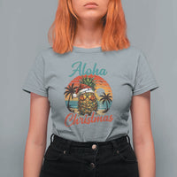 Aloha Tropical Pineapple Christmas T Shirt For Women Vintage Beach Xmas Gift