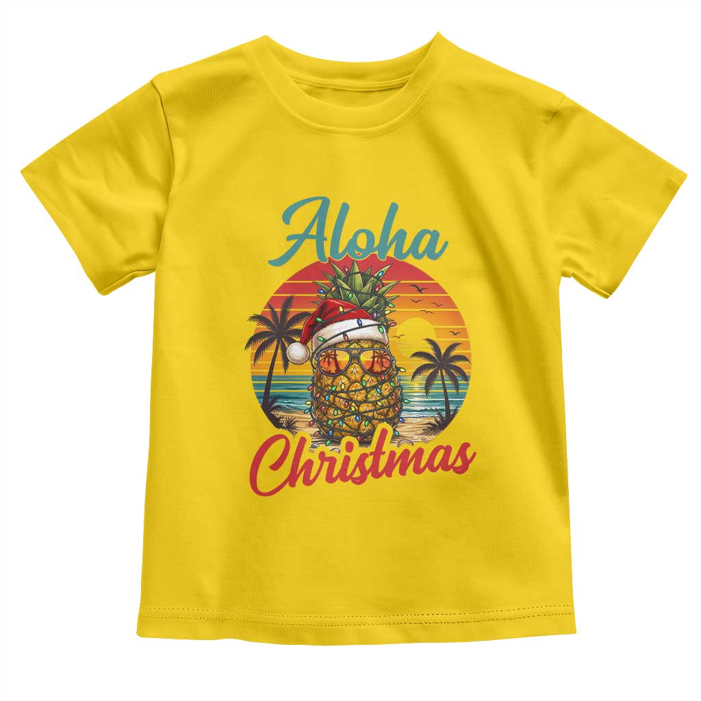 Aloha Tropical Pineapple Christmas Toddler T Shirt Vintage Beach Xmas Gift