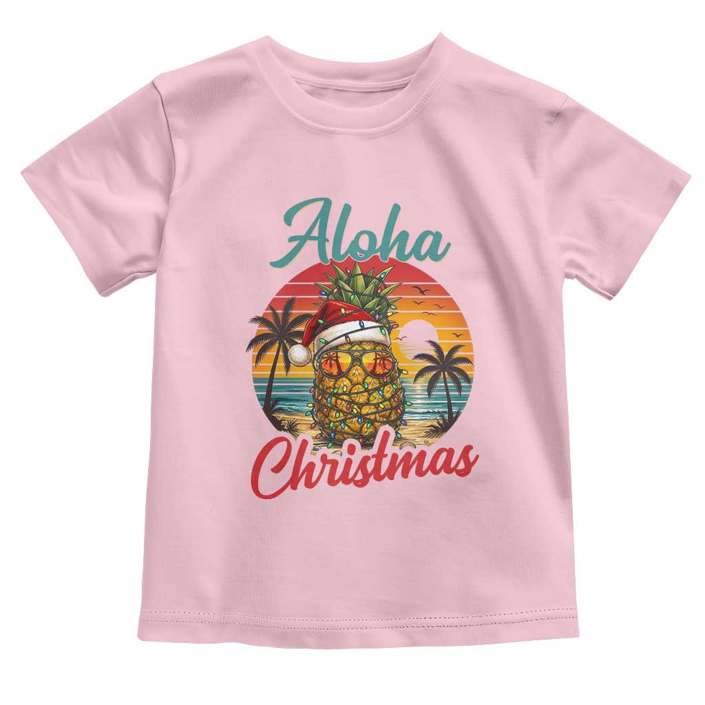 Aloha Tropical Pineapple Christmas Toddler T Shirt Vintage Beach Xmas Gift