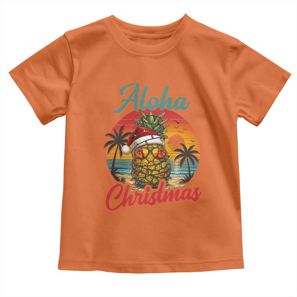 Aloha Tropical Pineapple Christmas Toddler T Shirt Vintage Beach Xmas Gift