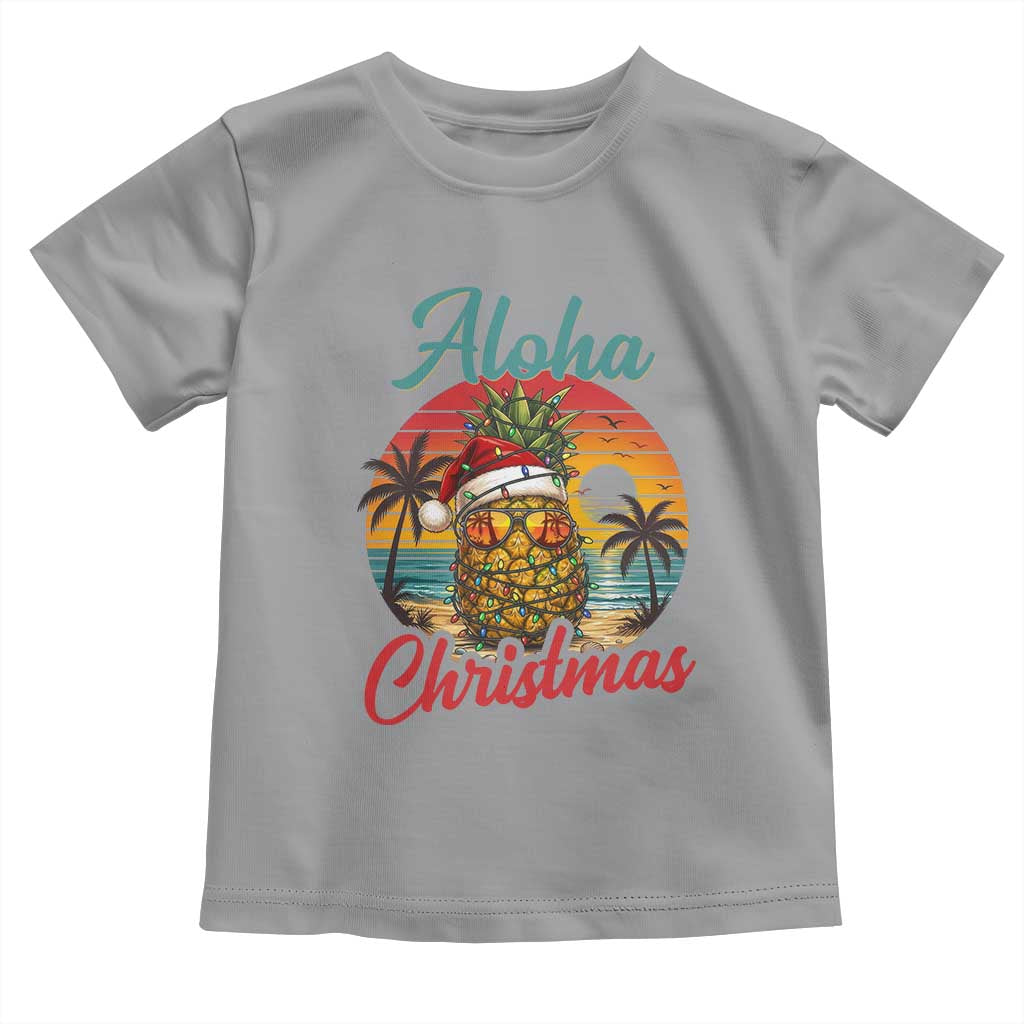 Aloha Tropical Pineapple Christmas Toddler T Shirt Vintage Beach Xmas Gift