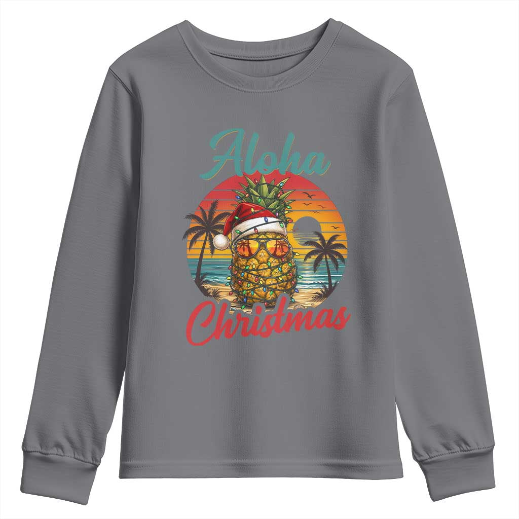 Aloha Tropical Pineapple Christmas Youth Sweatshirt Vintage Beach Xmas Gift