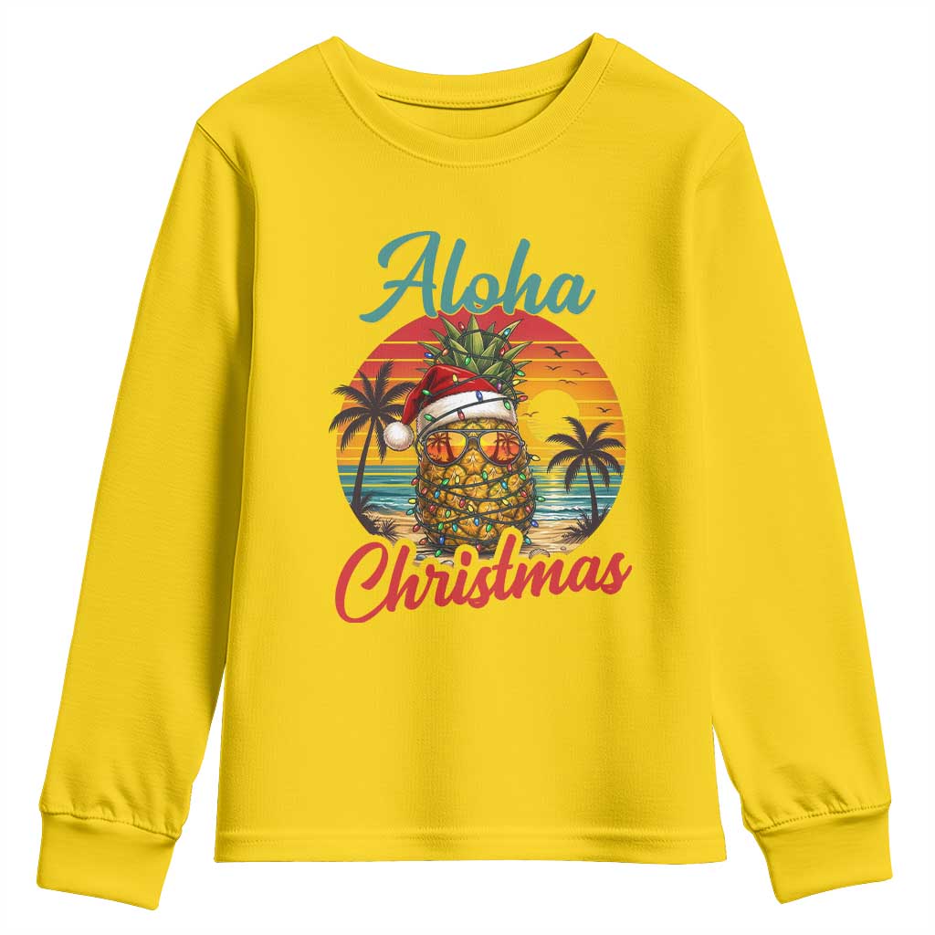 Aloha Tropical Pineapple Christmas Youth Sweatshirt Vintage Beach Xmas Gift