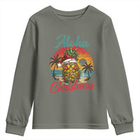 Aloha Tropical Pineapple Christmas Youth Sweatshirt Vintage Beach Xmas Gift