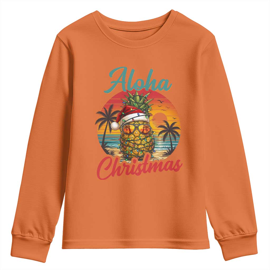 Aloha Tropical Pineapple Christmas Youth Sweatshirt Vintage Beach Xmas Gift