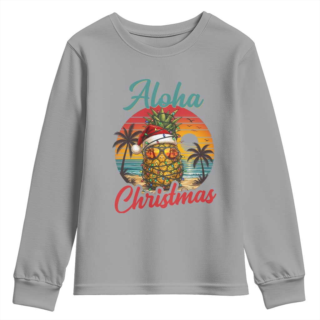 Aloha Tropical Pineapple Christmas Youth Sweatshirt Vintage Beach Xmas Gift