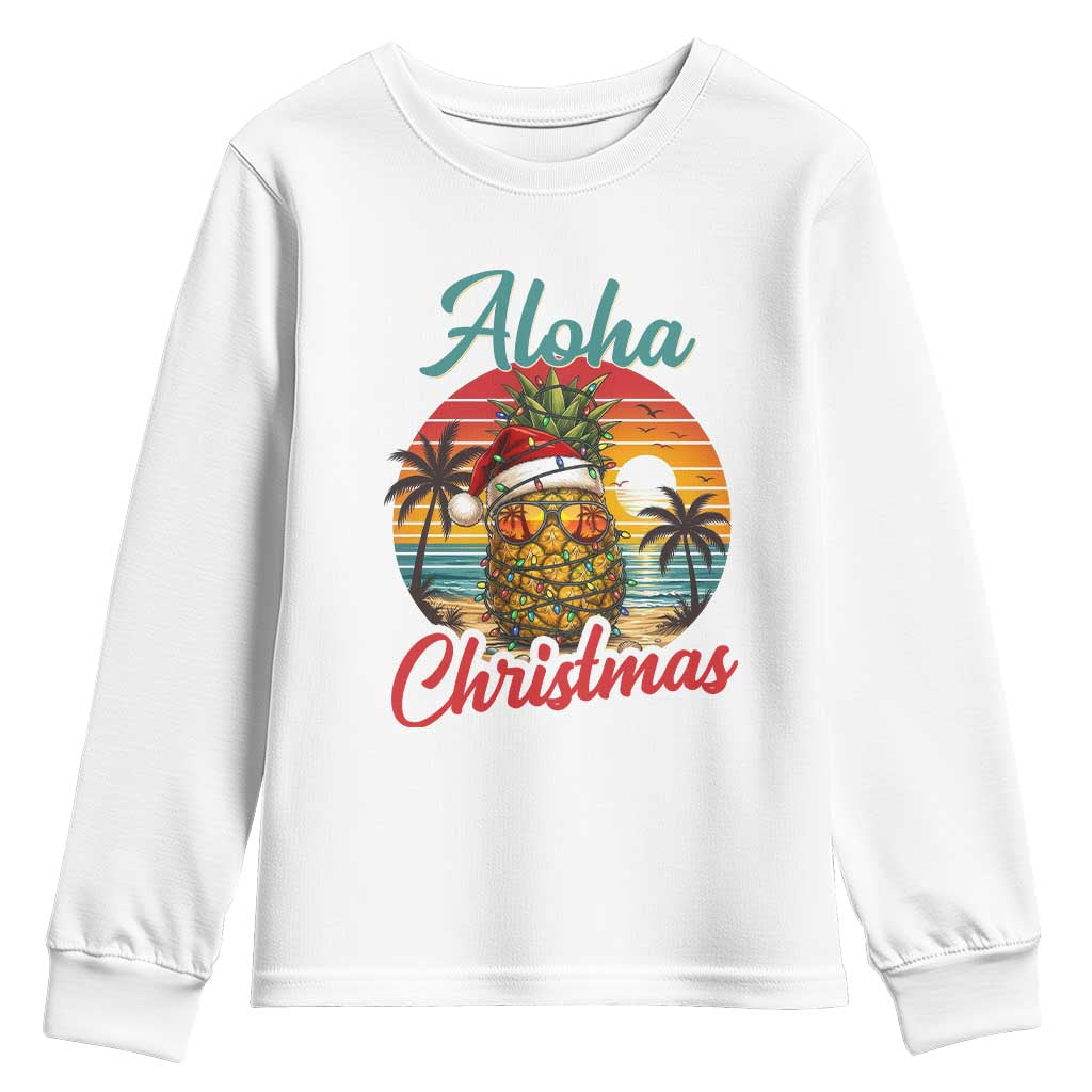 Aloha Tropical Pineapple Christmas Youth Sweatshirt Vintage Beach Xmas Gift