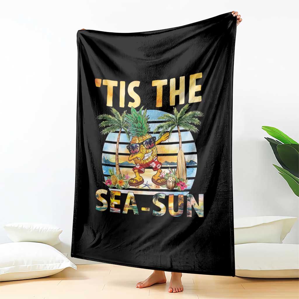 Tis The Sea Sun Throw Blanket Dabbing Pineapple Summer Vacation Gift