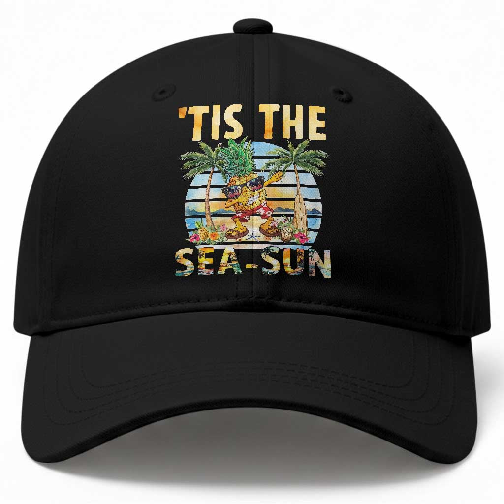 Tis The Sea Sun Baseball Cap Dabbing Pineapple Summer Vacation Gift