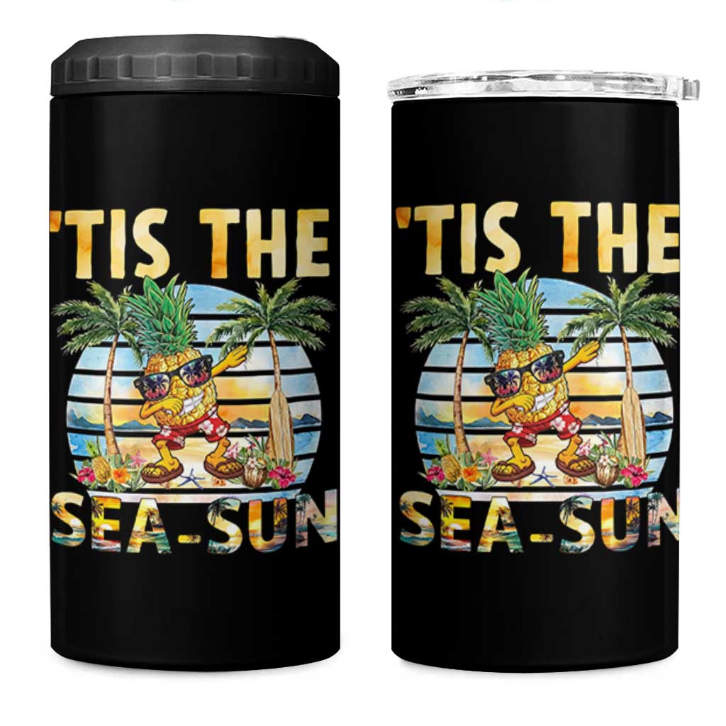 Tis The Sea Sun 4 in 1 Can Cooler Tumbler Dabbing Pineapple Summer Vacation Gift
