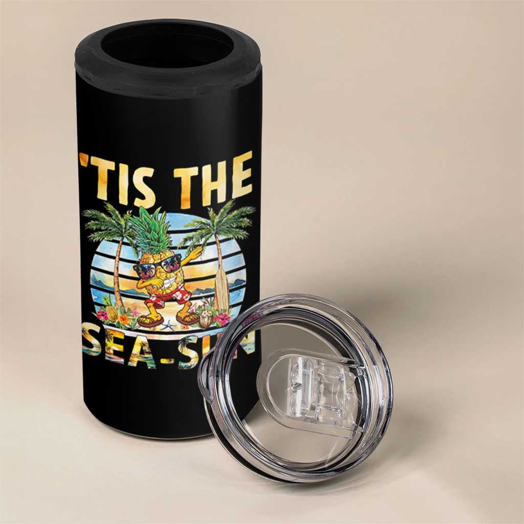 Tis The Sea Sun 4 in 1 Can Cooler Tumbler Dabbing Pineapple Summer Vacation Gift