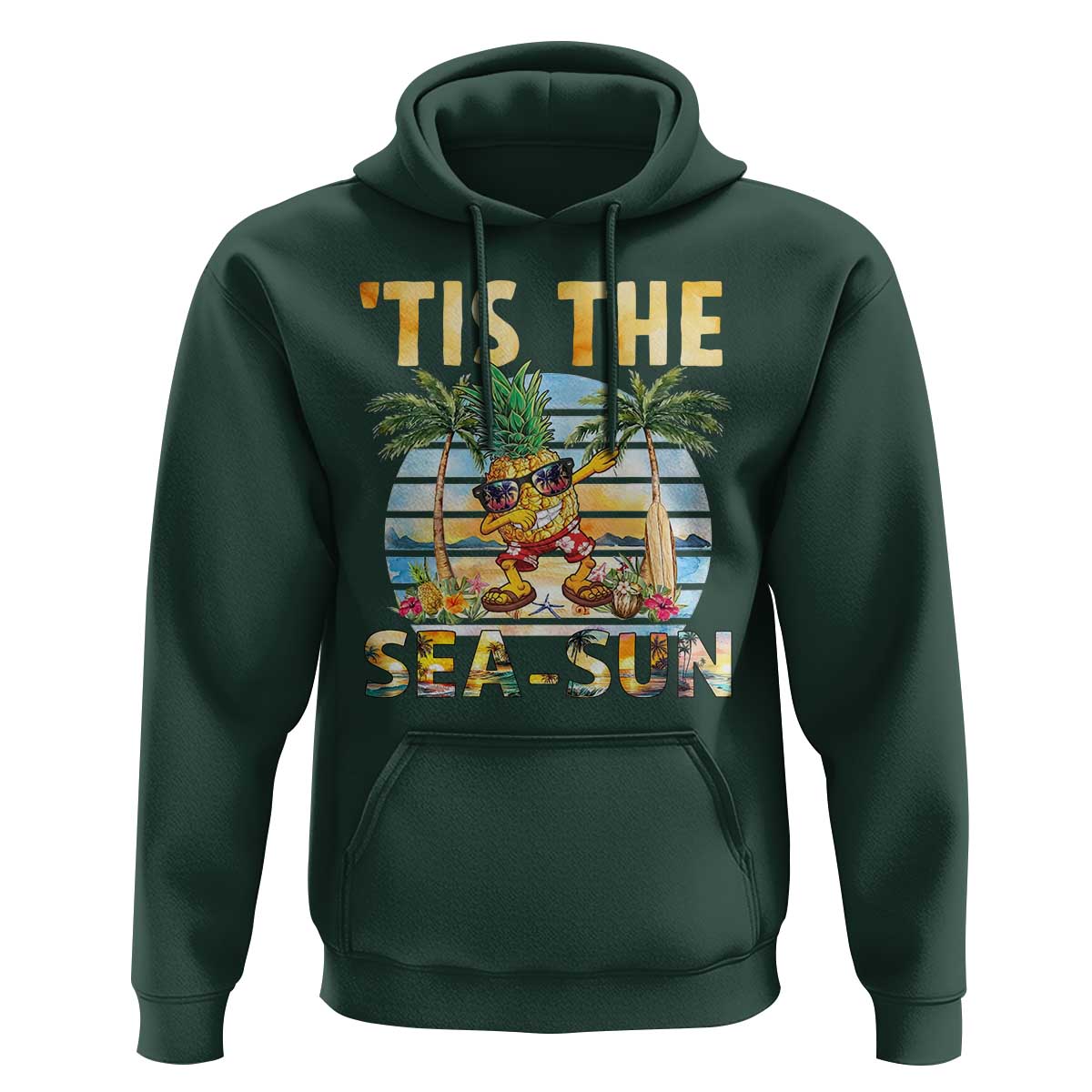 Tis The Sea Sun Hoodie Dabbing Pineapple Summer Vacation Gift