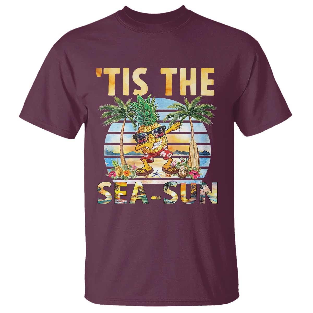 Tis The Sea Sun T Shirt Dabbing Pineapple Summer Vacation Gift