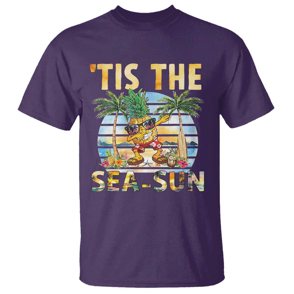 Tis The Sea Sun T Shirt Dabbing Pineapple Summer Vacation Gift