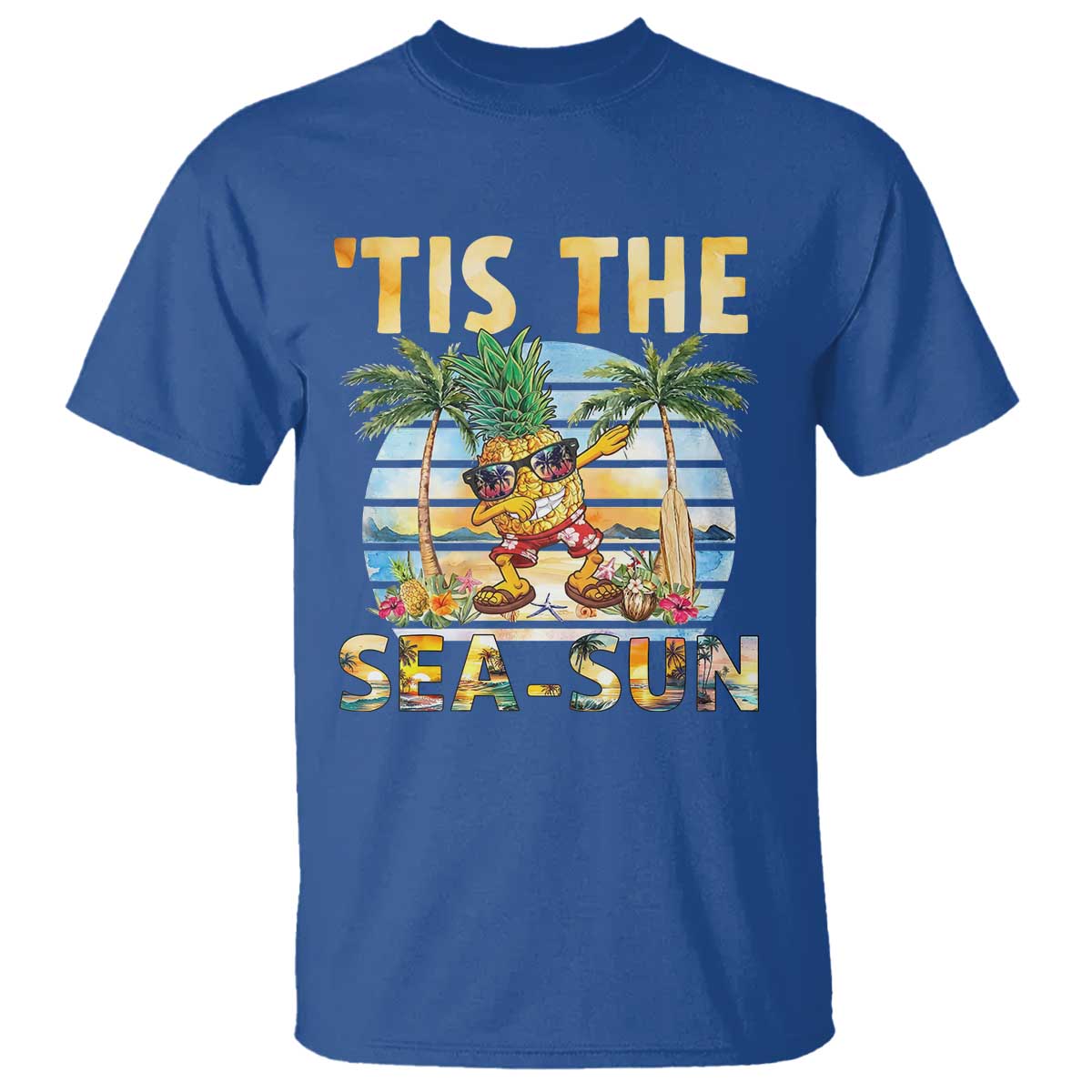 Tis The Sea Sun T Shirt Dabbing Pineapple Summer Vacation Gift