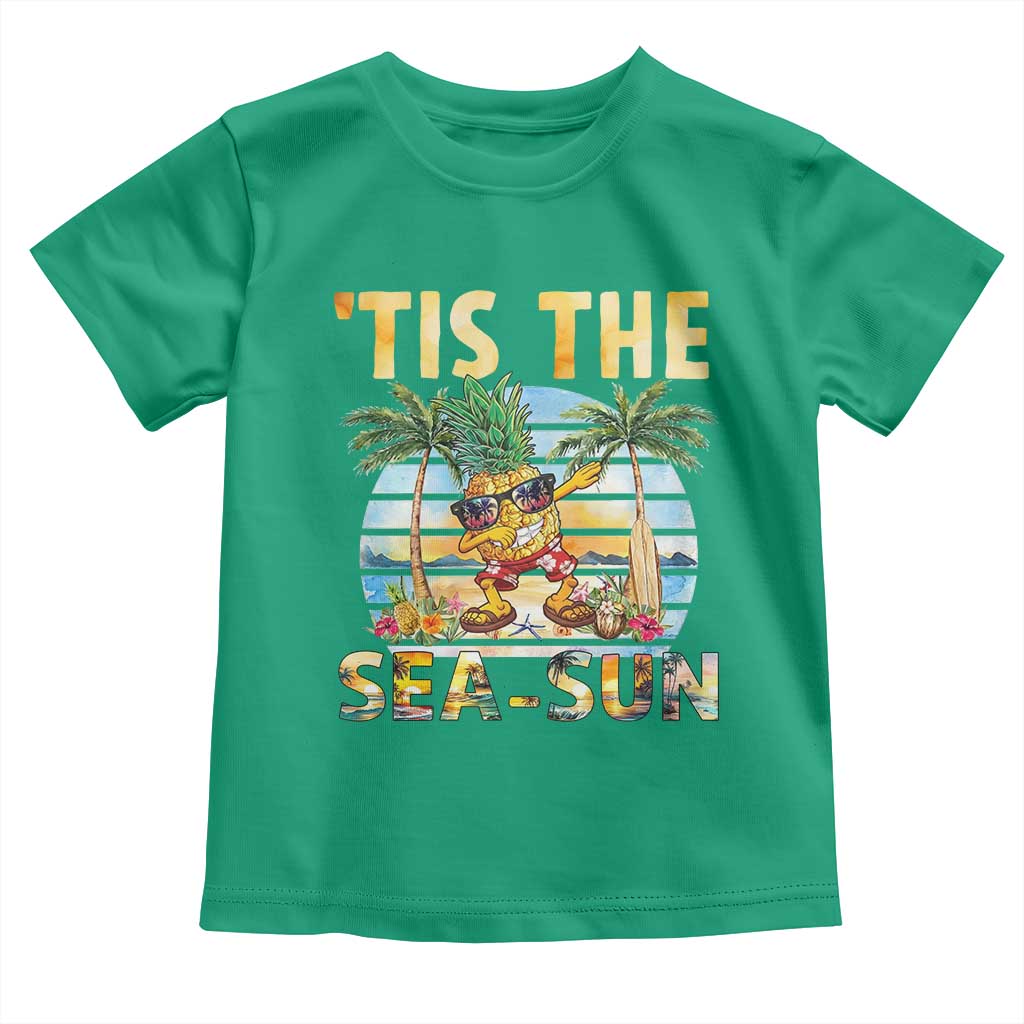 Tis The Sea Sun Toddler T Shirt Dabbing Pineapple Summer Vacation Gift