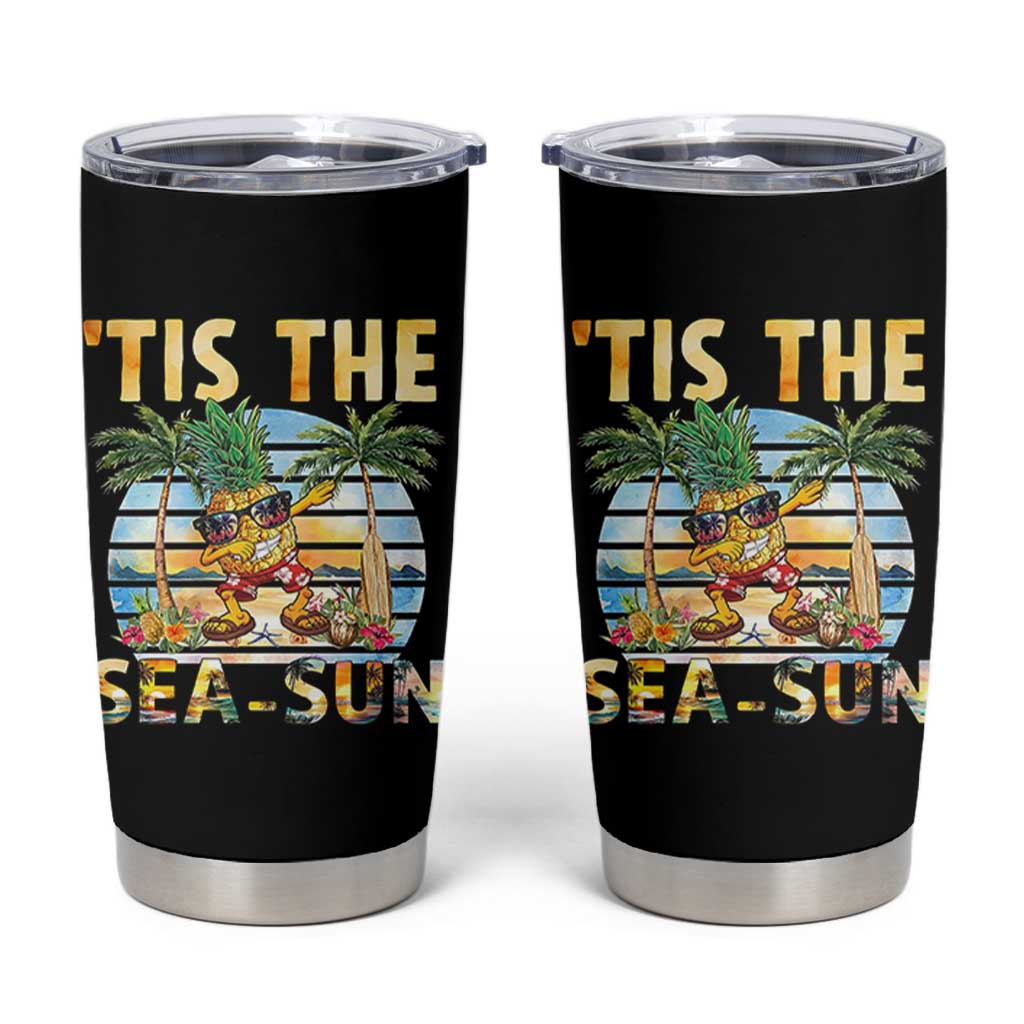 Tis The Sea Sun Tumbler Cup Dabbing Pineapple Summer Vacation Gift