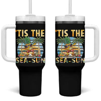 Tis The Sea Sun Tumbler With Handle Dabbing Pineapple Summer Vacation Gift
