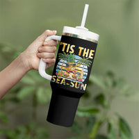 Tis The Sea Sun Tumbler With Handle Dabbing Pineapple Summer Vacation Gift