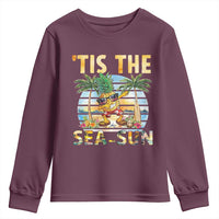 Tis The Sea Sun Youth Sweatshirt Dabbing Pineapple Summer Vacation Gift